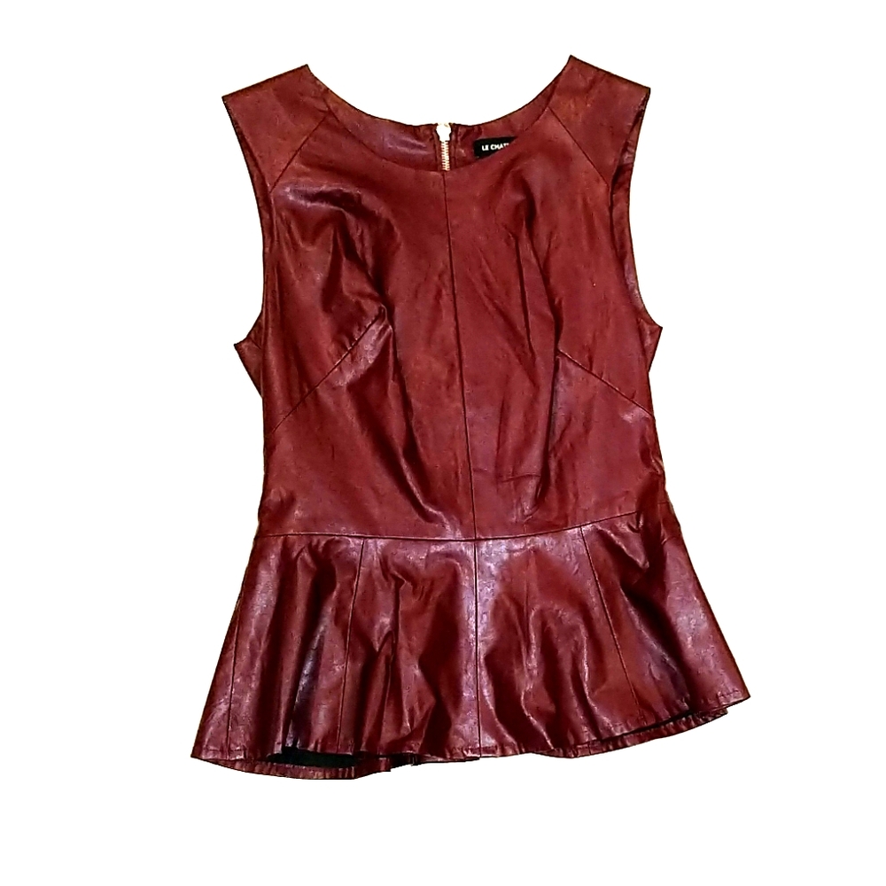 Vegan leather peplum top